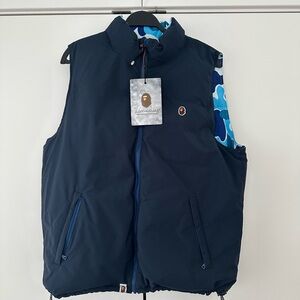 Blue/ Navy Bape ABC camo reversiable down vest Size Large